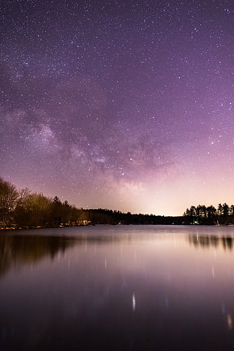Milky Way Galaxy Reflection Over Calm Lake at Night