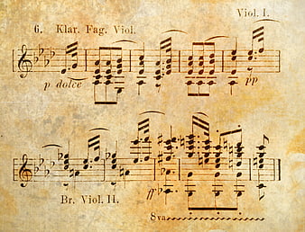 Vintage sheet music with classical musical notation on aged paper