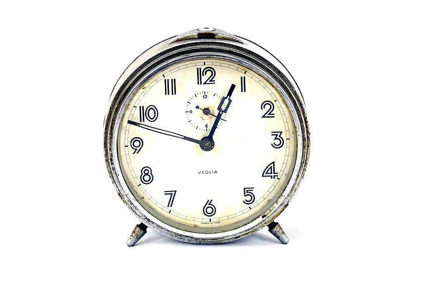Vintage Veglia Alarm Clock on White Background