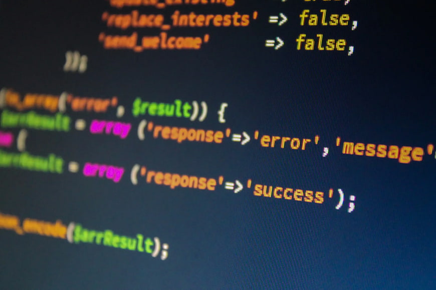 Close-up of PHP code on computer screen