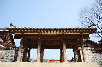 Traditional Korean Hanok Gate Architecture in Namsan Village
