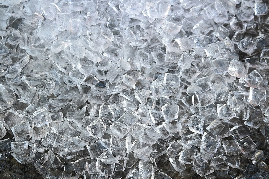 Close-up texture of crushed ice cubes