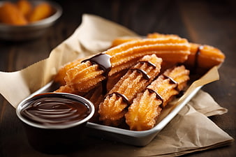 Golden Churros with Chocolate Dipping Sauce