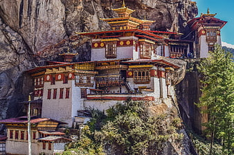 Tiger's Nest Monastery Clinging to Cliffside in Bhutan