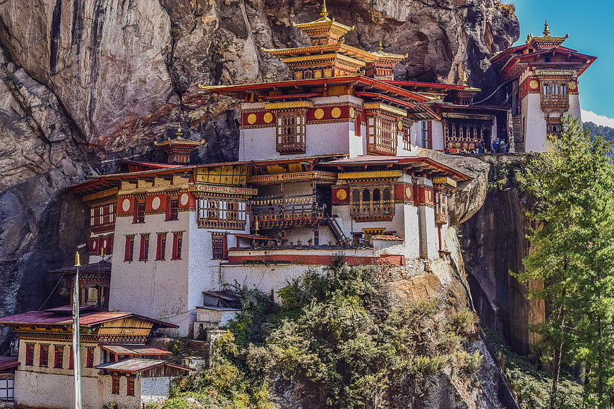 Tiger's Nest Monastery Clinging to Cliffside in Bhutan