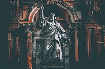 Dramatic statue of Jesus Christ in Berlin Cathedral interior