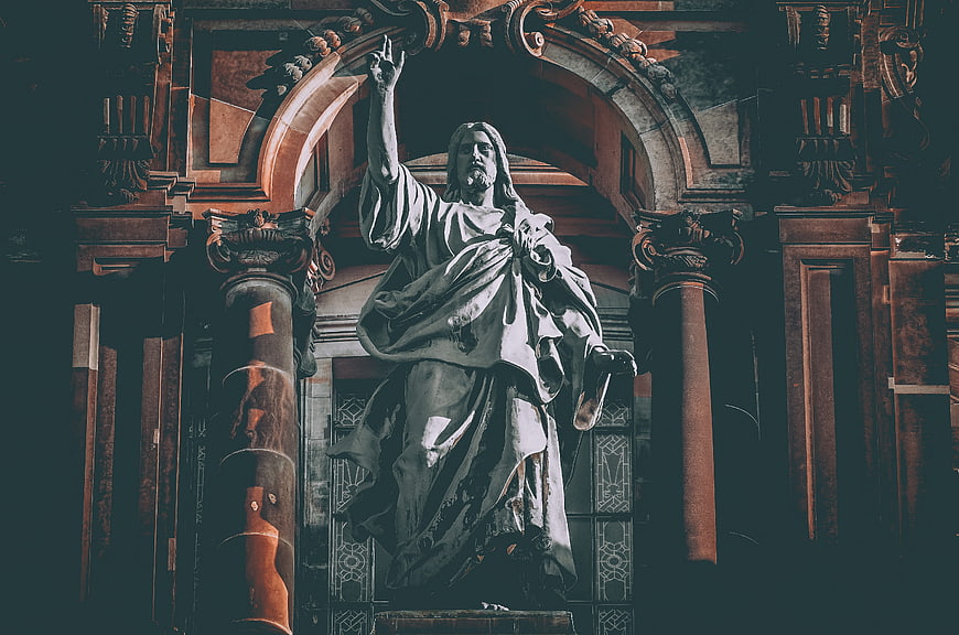 Dramatic statue of Jesus Christ in Berlin Cathedral interior