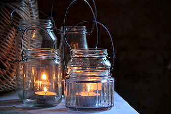Rustic Mason Jar Lanterns with Candles