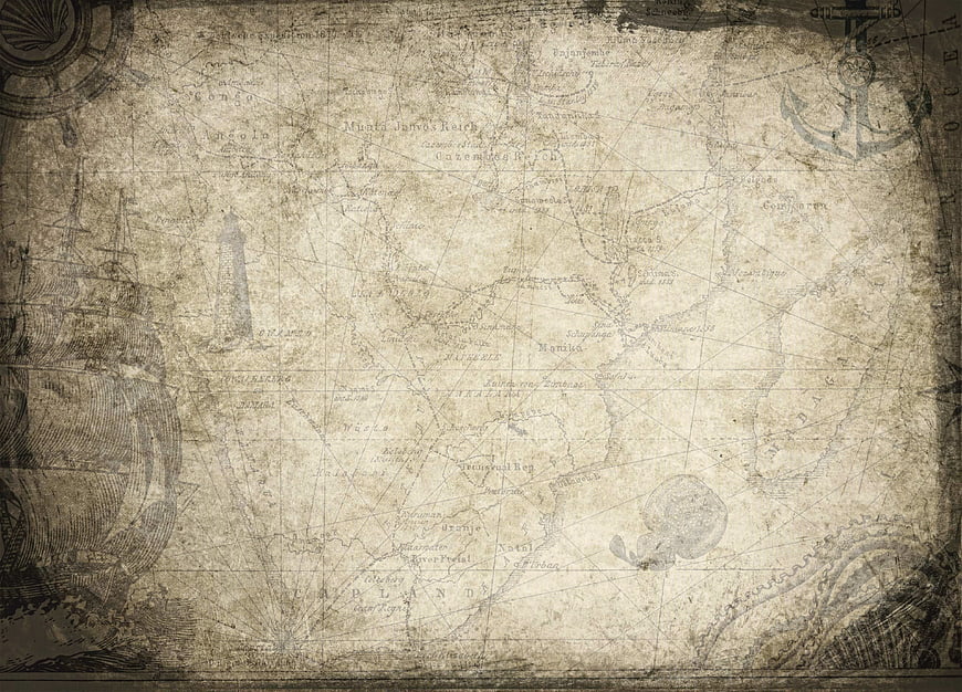 Vintage Antique Map of Africa with Nautical Elements