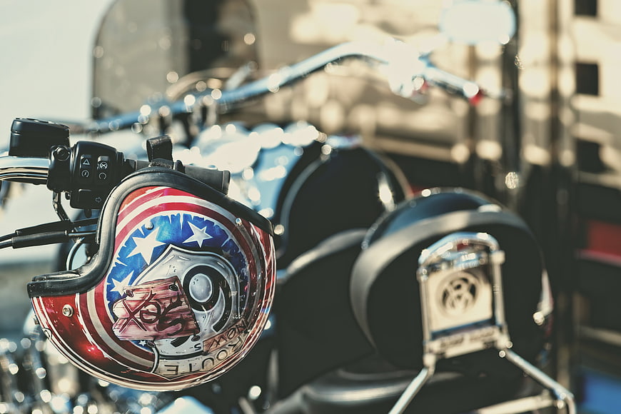 Vintage Motorcycle Helmet with American Flag Design