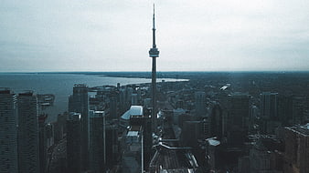 Aerial View of Toronto Skyline with CN Tower