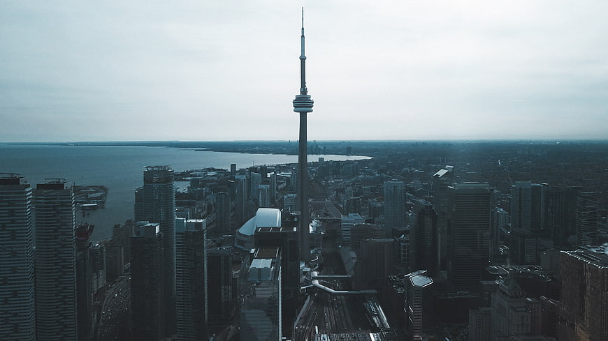 Aerial View of Toronto Skyline with CN Tower