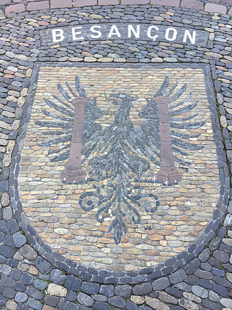 Besançon Coat of Arms Cobblestone Mosaic Street Art