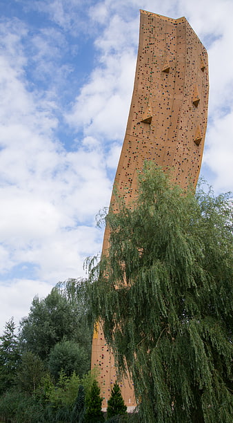 Tall Outdoor Rock Climbing Wall Tower in Park