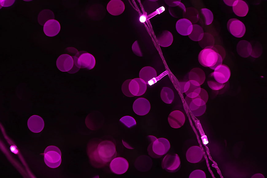 Purple String Lights Bokeh Background