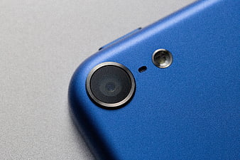Close-up of Blue Smartphone Camera Lens and Flash