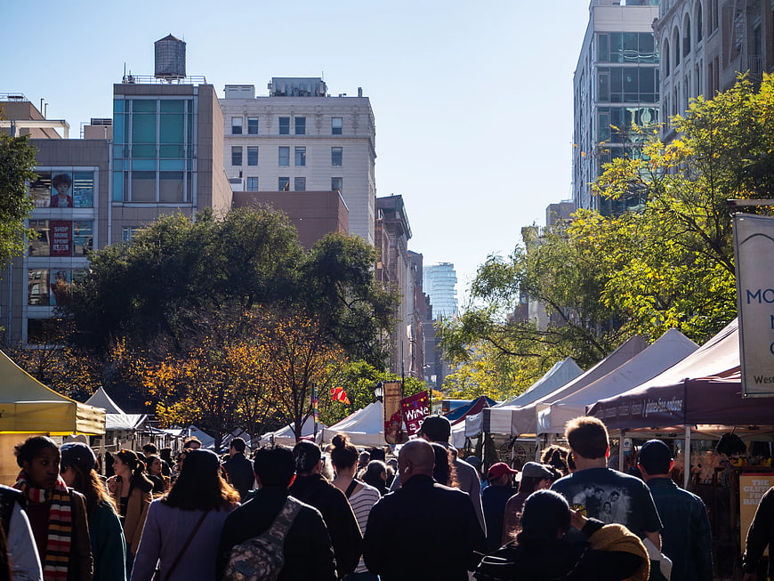 Crowd at Outdoor Farmers Market in City