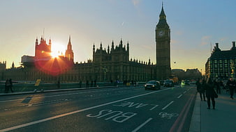 Big Ben and Houses of Parliament at Sunset from Westminster Bridge