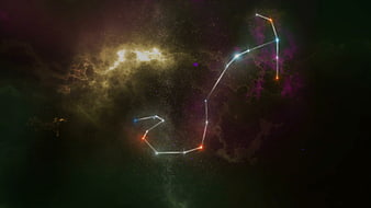 Scorpio Constellation Illustration With Colorful Nebula Background