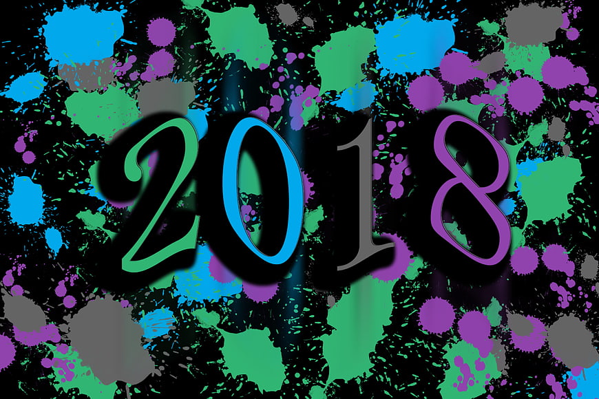 2018 Text on Colorful Paint Splatter Background