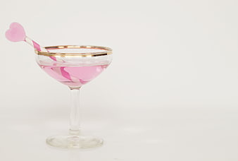 Pink Valentine's Day Cocktail in Gold-Rimmed Glass