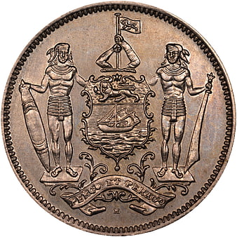 Historical Silver Coin with Coat of Arms and Indigenous Figures