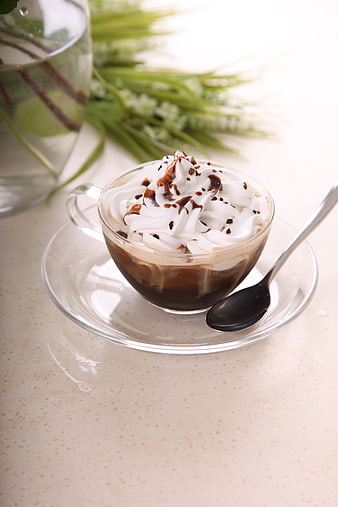 Iced Coffee Dessert with Whipped Cream and Chocolate Drizzle