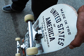 Vintage Skateboard with Made in USA Text