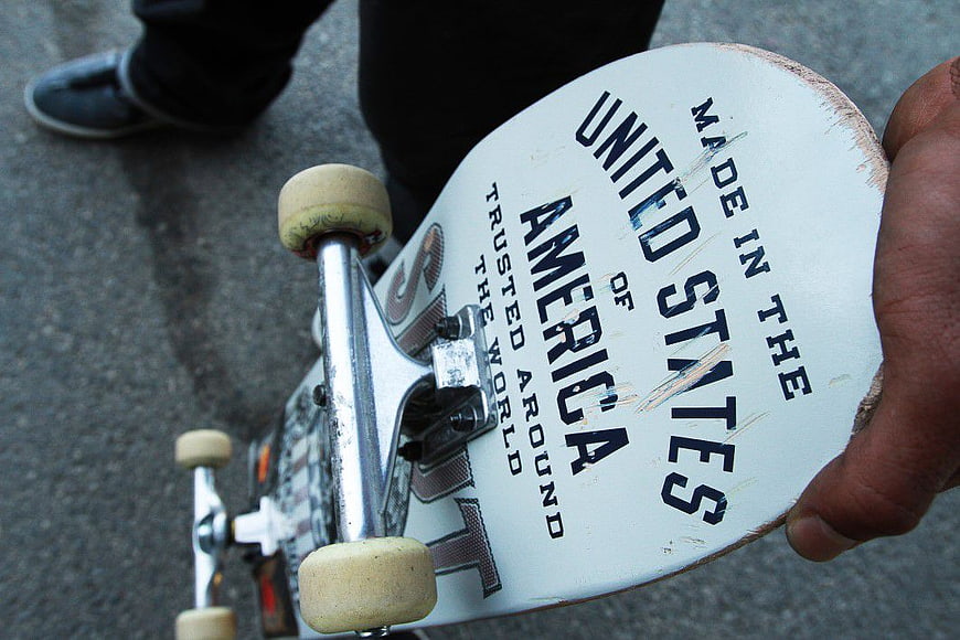 Vintage Skateboard with Made in USA Text
