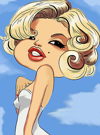 Cartoon Illustration of Marilyn Monroe with Blonde Hair