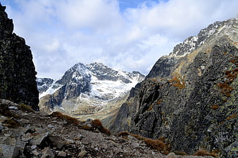 Snowy mountain peak in the Tatra Mountains, Slovakia