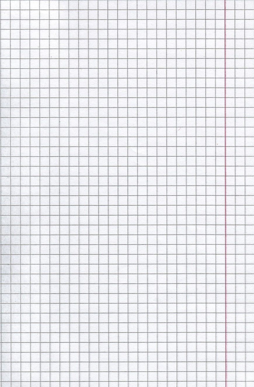 Blank grid paper background with red margin line