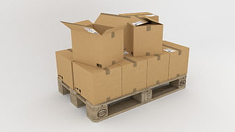 3D Render of Cardboard Boxes on Wooden Pallet