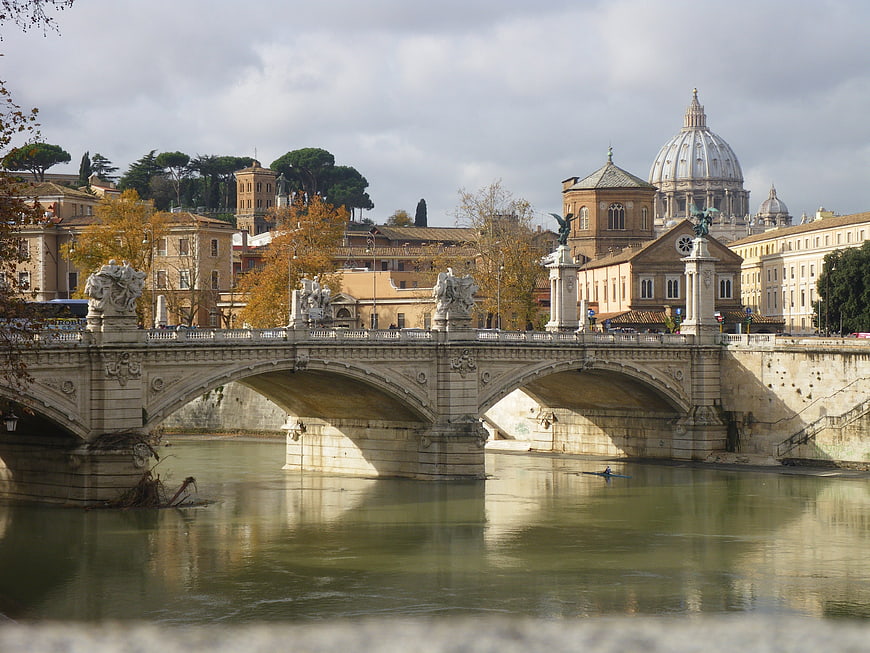 Ponte Sant'Angelo and St. Peter's Basilica in Rome, Italy