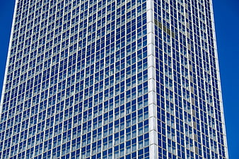 Modern Skyscraper Facade with Blue Glass Windows