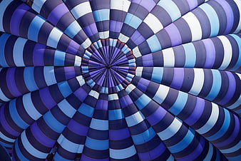Abstract blue and purple striped hot air balloon interior pattern