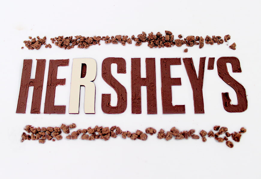 Hershey's Logo Made of Chocolate Spread and Cocoa Crumbs