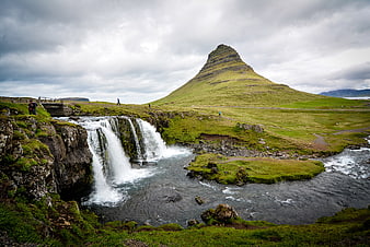 Kirkjufell Mountain and Waterfall in Iceland Landscape