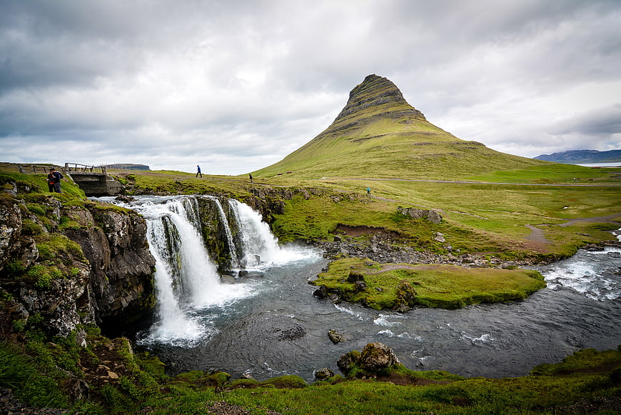 Kirkjufell Mountain and Waterfall in Iceland Landscape