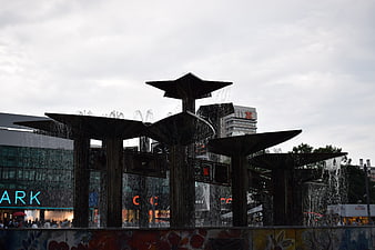 Water fountain sculpture at Alexanderplatz in Berlin