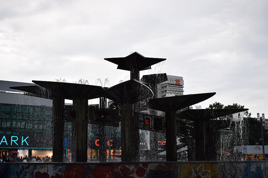Water fountain sculpture at Alexanderplatz in Berlin