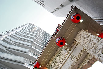 Low angle view of traditional Chinese lanterns and architecture