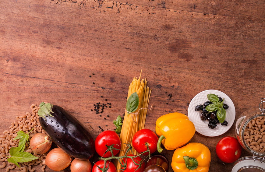 Fresh Italian Pasta Ingredients on Rustic Wooden Table