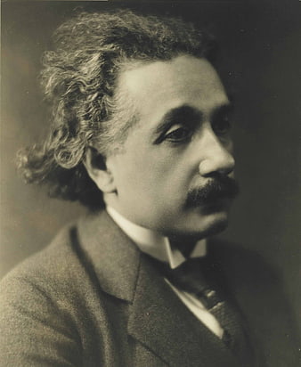 Vintage sepia portrait of Albert Einstein in profile