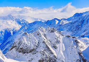 Majestic Snow-Covered Mountain Peaks in the Swiss Alps