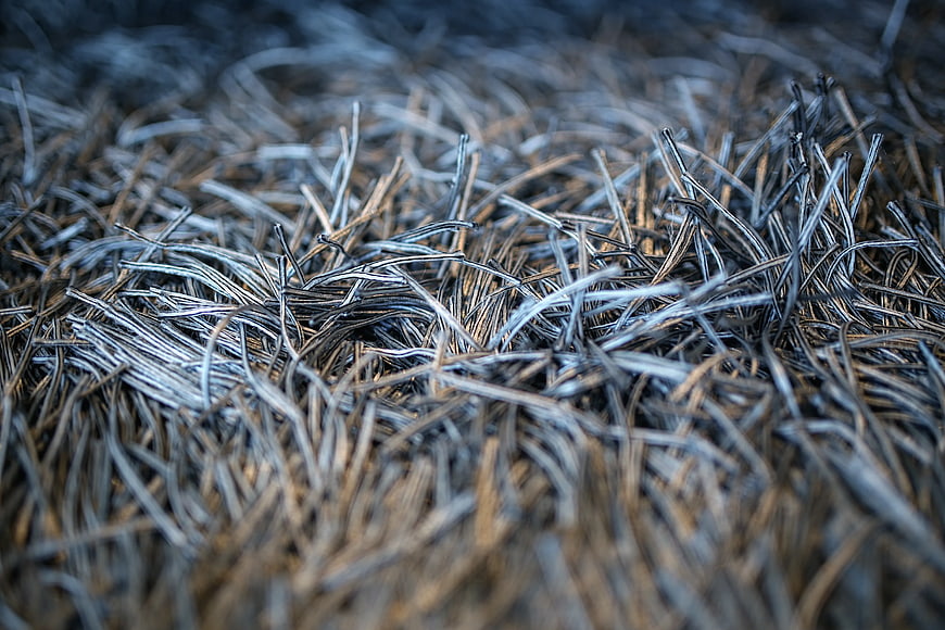 Close-up of textured gray carpet fibers