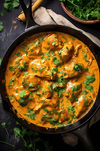 Creamy Butter Chicken Curry in Cast Iron Skillet