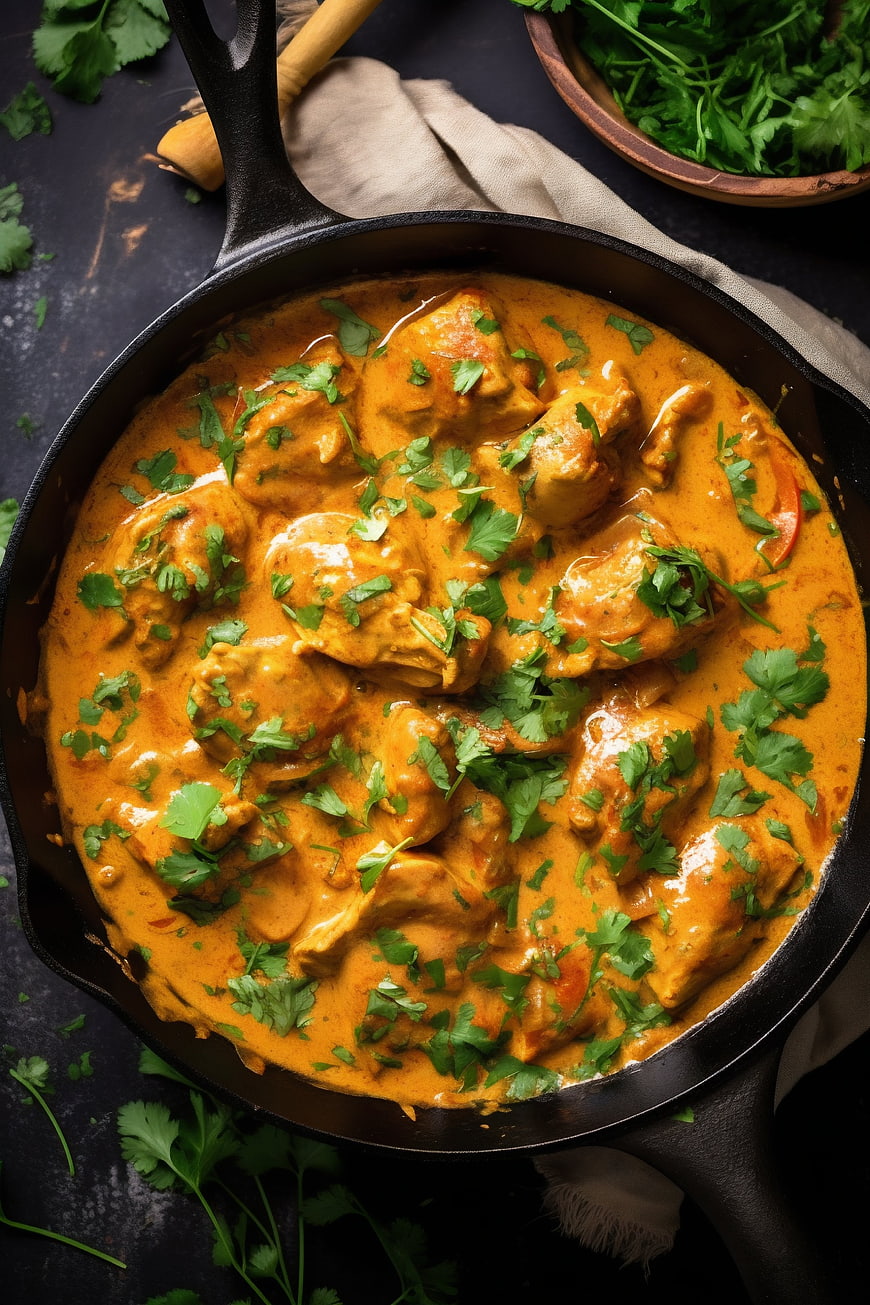 Creamy Butter Chicken Curry in Cast Iron Skillet