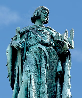 Bronze Statue of Henry the Lion Holding Sword and Castle
