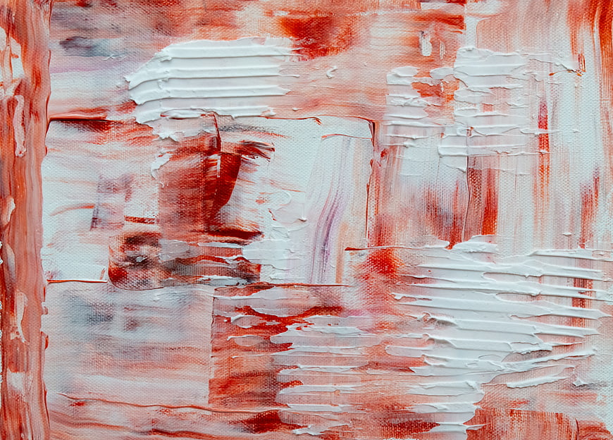 Abstract Red and White Textured Acrylic Painting on Canvas